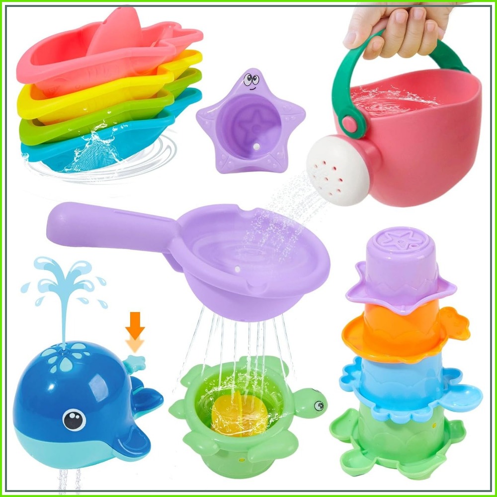 Baby Products For Bathing - 11PCS Safe & Easy-Clean Bath Toys